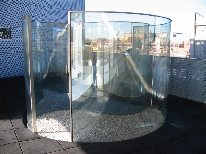 modern architectural glass artwork outside