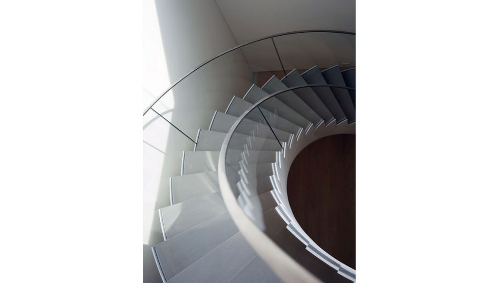 glass railing spiral stairs