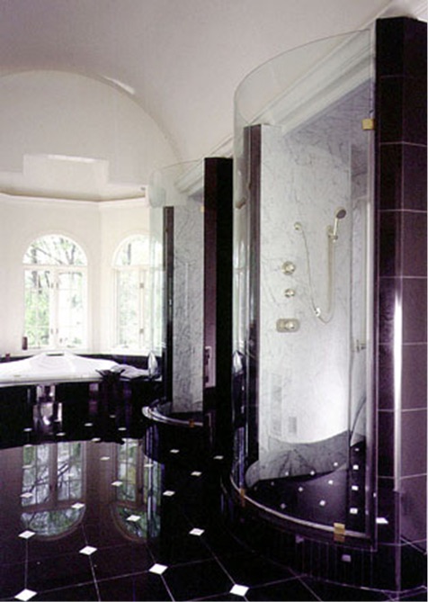 Shower door with laminated glass