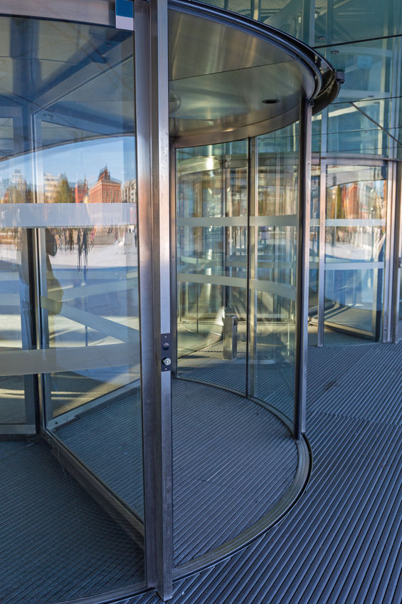 Bent Glass Design provides glass designs for revolving glass doors