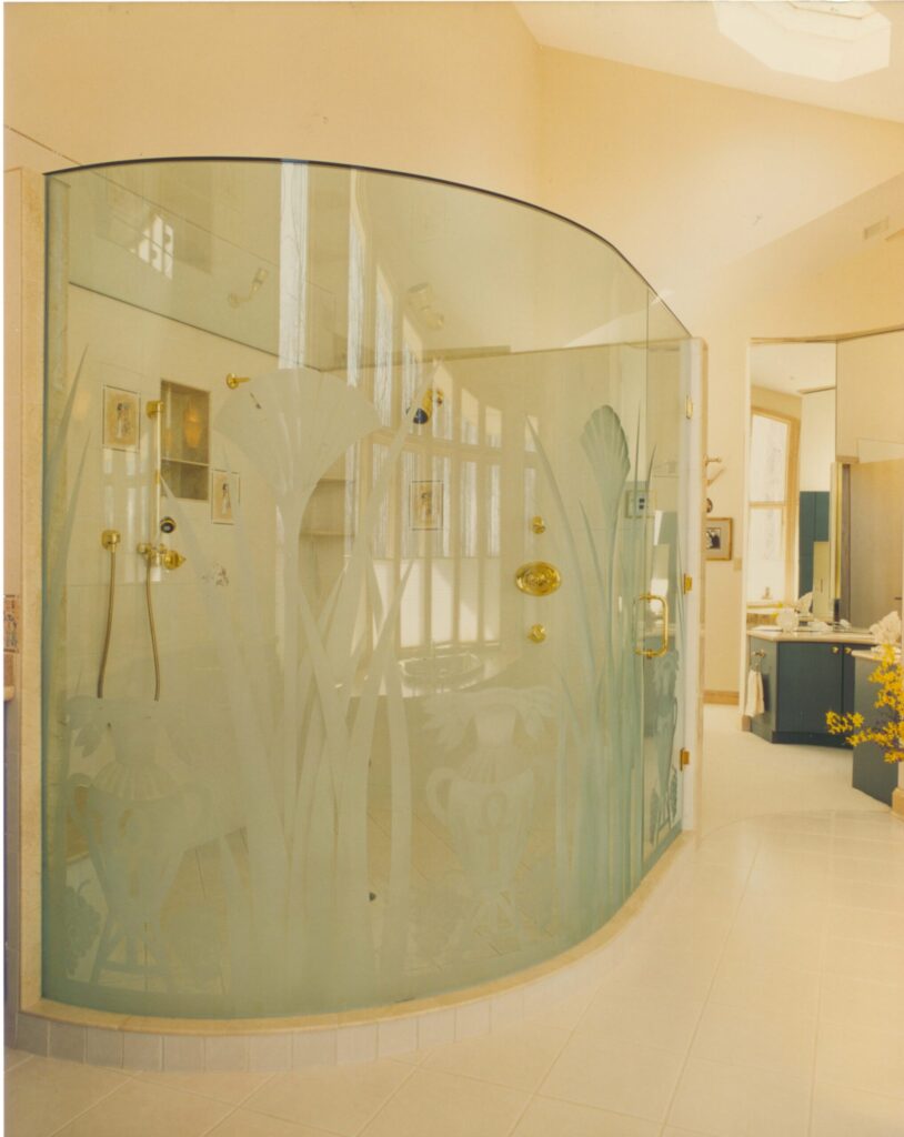 Beautiful curved glass shower enclosure from Bent Glass Design